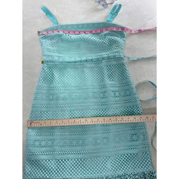 New J. Crew Midi Dress Geometric Sleeveless Lace Ruffle Sheath NWT - Picture 10 of 11